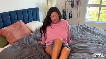 ARE THOSE MY BOXERS Big titty Latina step sis SQUIRTS on my cock