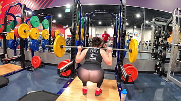 Barbell squats insanely transparent leggings